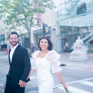 White puff sleeve mini dress
